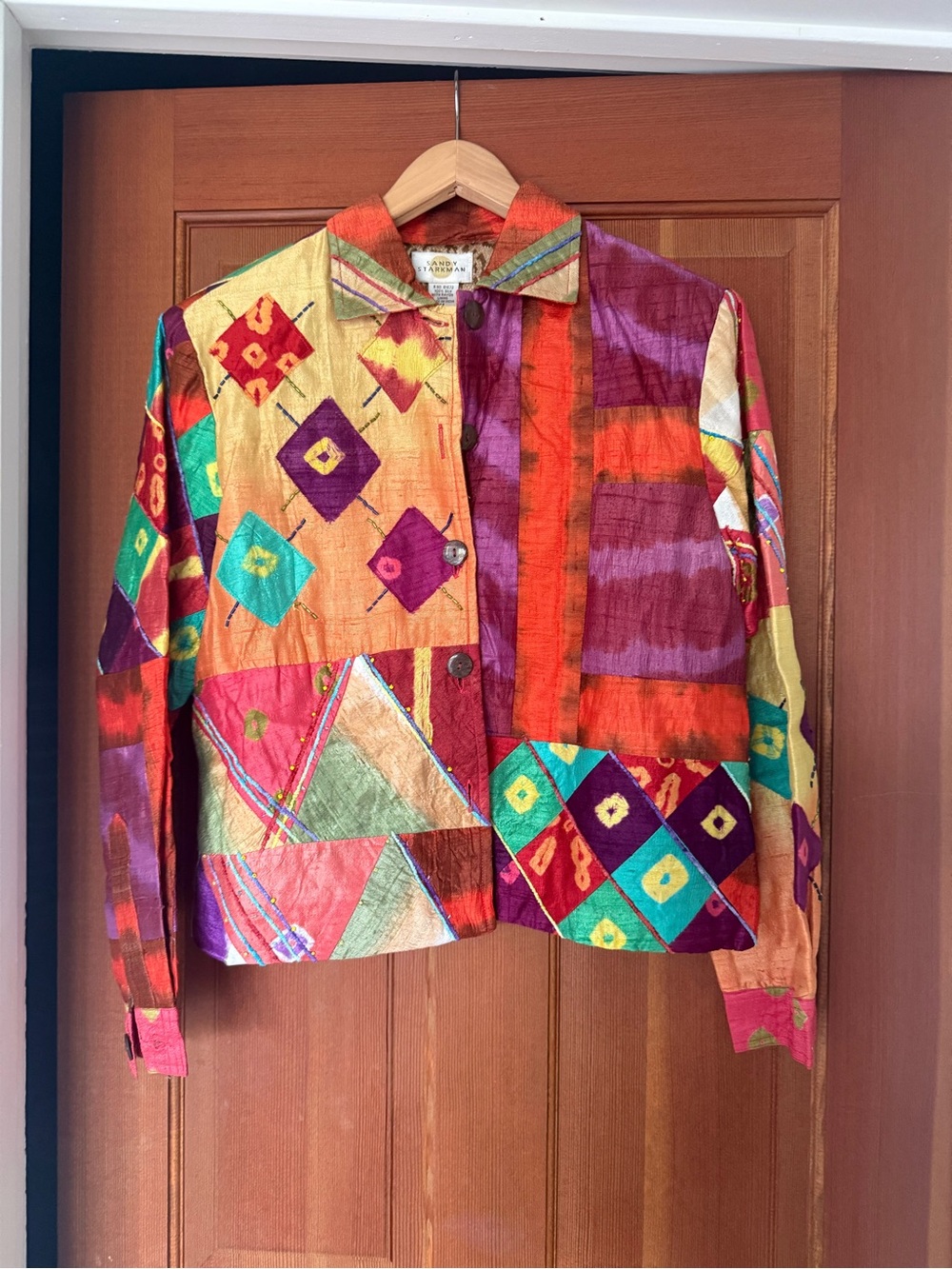 Sandy Starkman Boho Patchwork Silk  Jacket - Multicolor